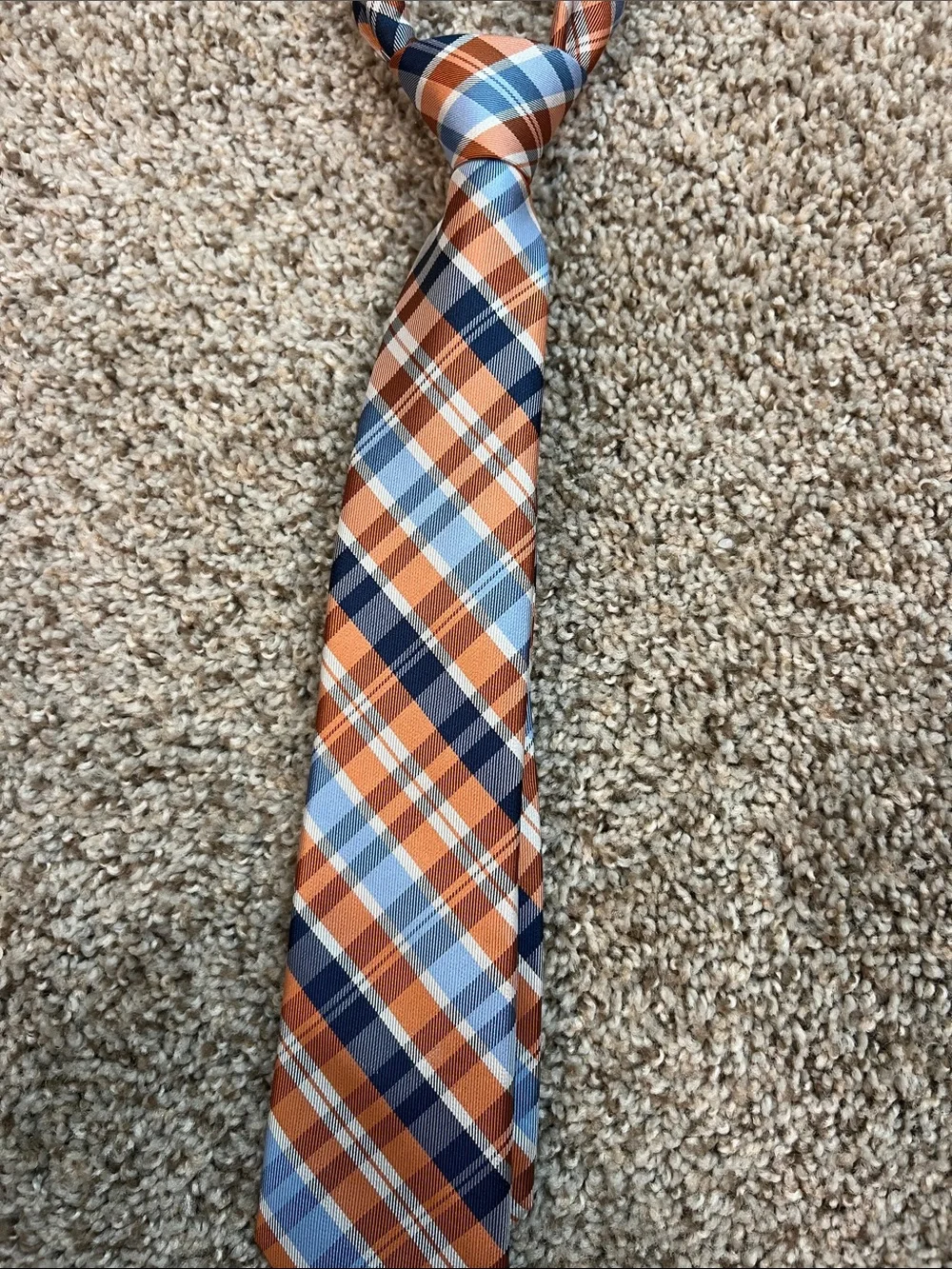 Plaid Orange & Blue Boys Tie